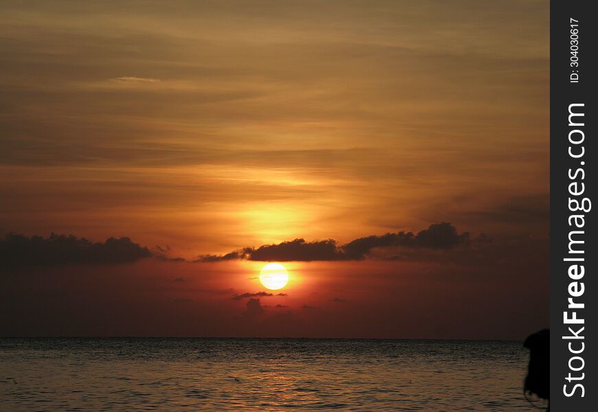 Beautiful sunset at Karimun Jawa Island of Indonesia