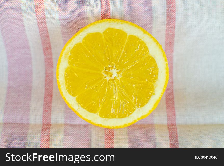 Cut Lemon on a towel