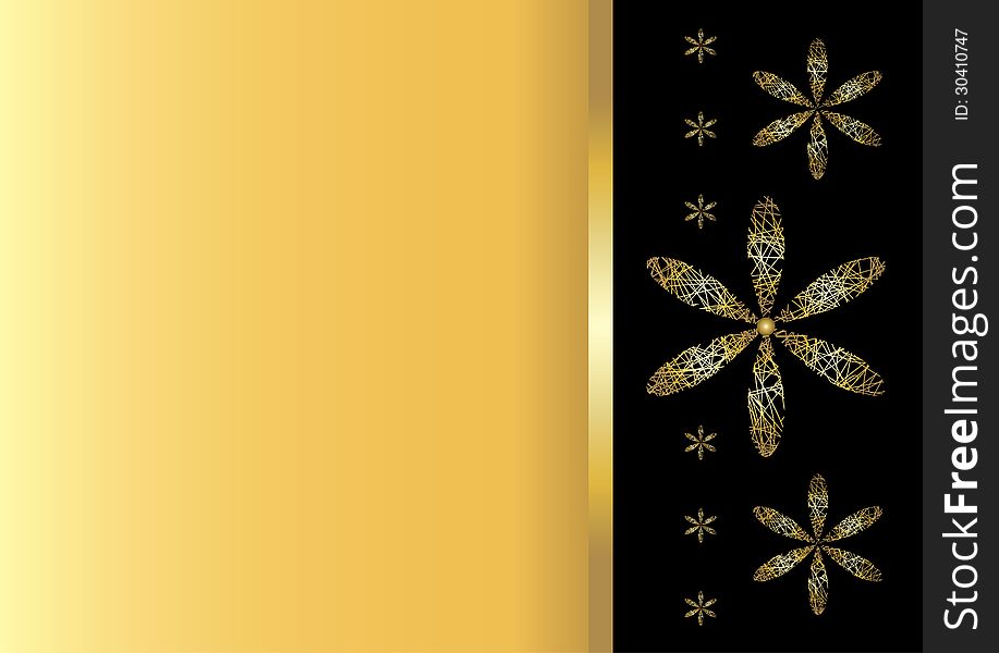 Background With Stylized Gold Flowers