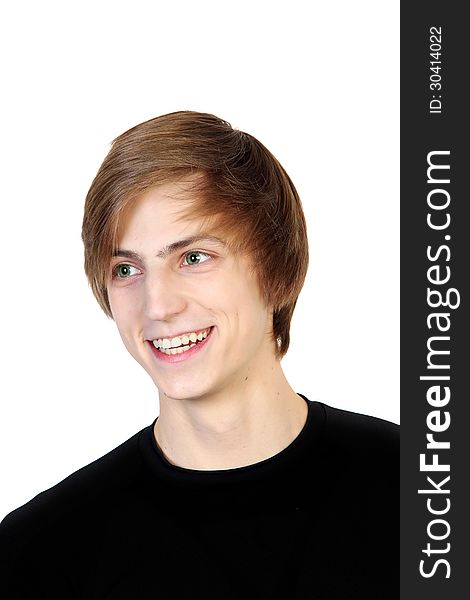 Close up portrait of handsome caucasian man on white background