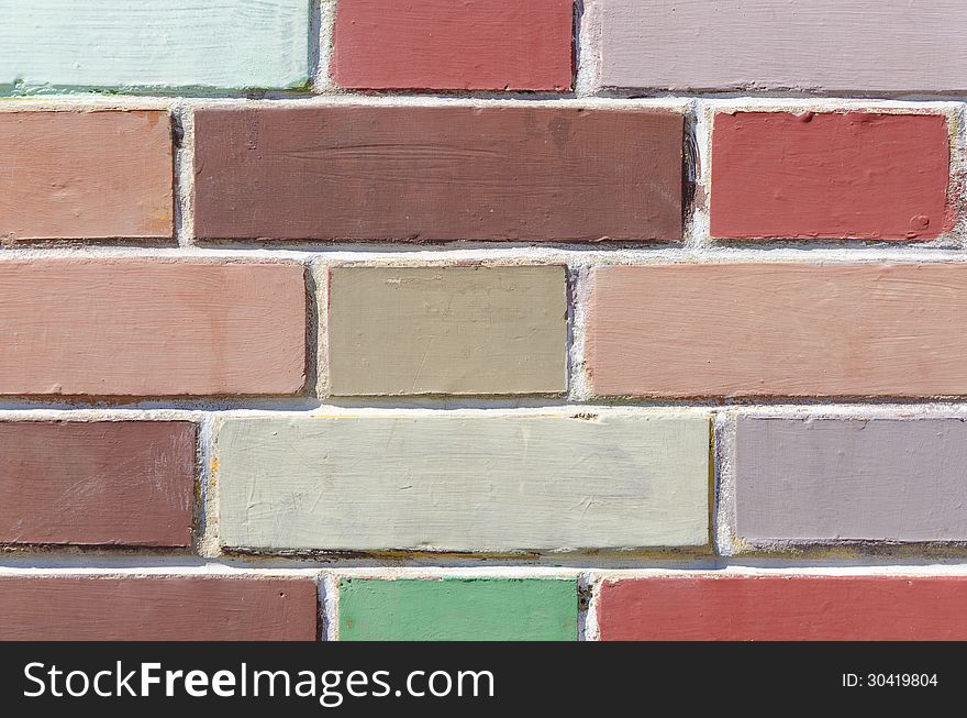 Brick wall structure detail in many colors. Brick wall structure detail in many colors