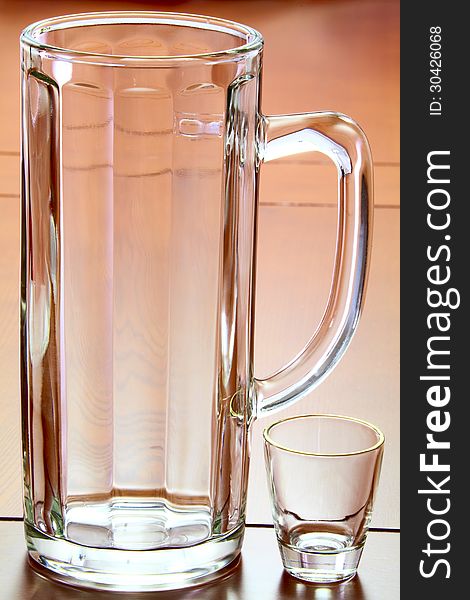 Beer mug and a glass