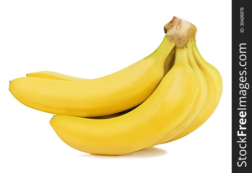 Bunch Of Bananas On White Background.