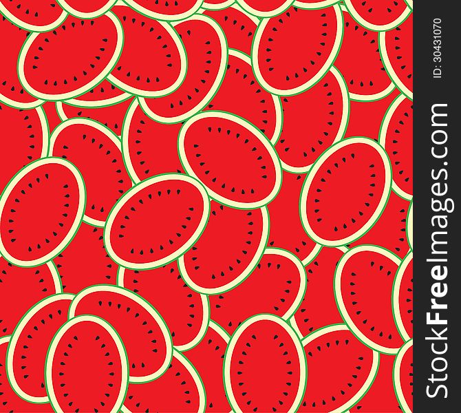 Seamless background pattern template- colorful water melon vector. This graphic illustration can be used for wallpaper, pattern fills, web page background, surface textures, etc.