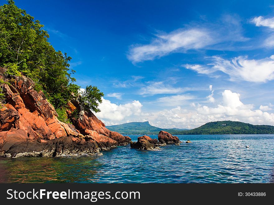 The blue sea with clear blue sky and small island at Andaman sea. The blue sea with clear blue sky and small island at Andaman sea