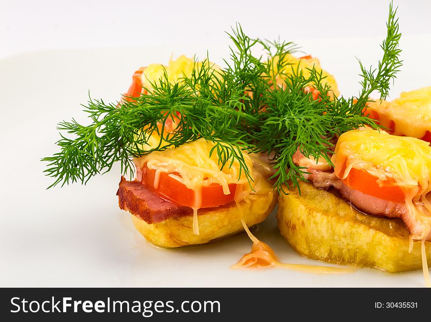 Sandwiches made â€‹â€‹from potatoes, bacon and cheese. Sandwiches made â€‹â€‹from potatoes, bacon and cheese