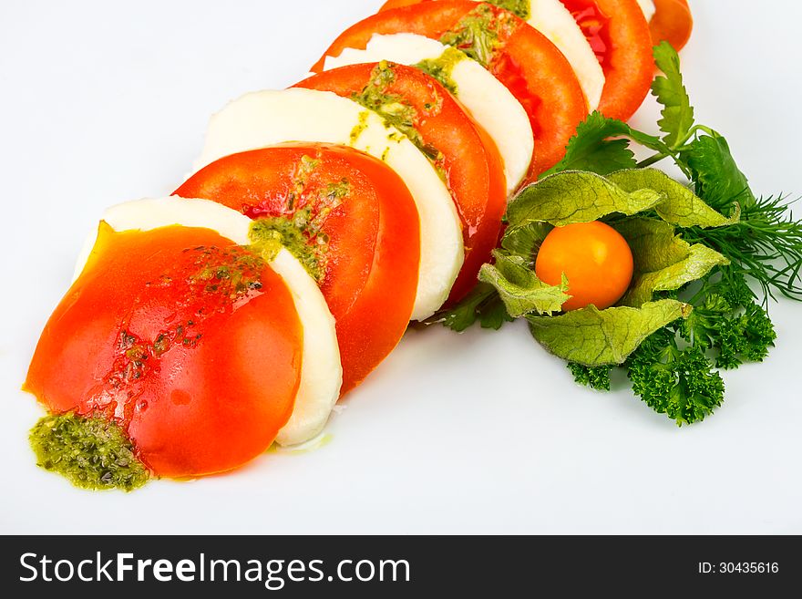 Assorted tomatoes and goat cheese. Assorted tomatoes and goat cheese