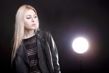 Gorgeous Sexy Blonde With A Light Behind Her Royalty Free Stock Image Gorgeous Sexy Blonde With A Light Behind Her Royalty Free Stock Image