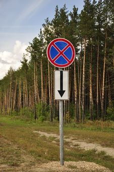 A Road Sign In A Forest. Stock Photos A Road Sign In A Forest. Stock Photos
