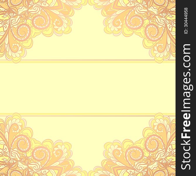 Abstract yellow pattern with ornamental corners like as oriental traditional motif with place for your text. Abstract yellow pattern with ornamental corners like as oriental traditional motif with place for your text.