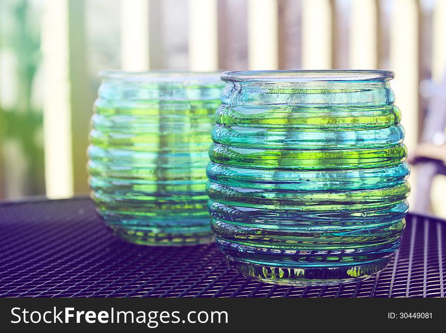 Beautiful design with glass cups on the coffee table