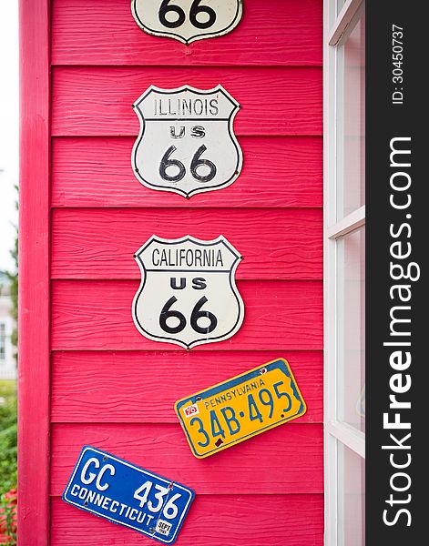 Route 66 highway signs