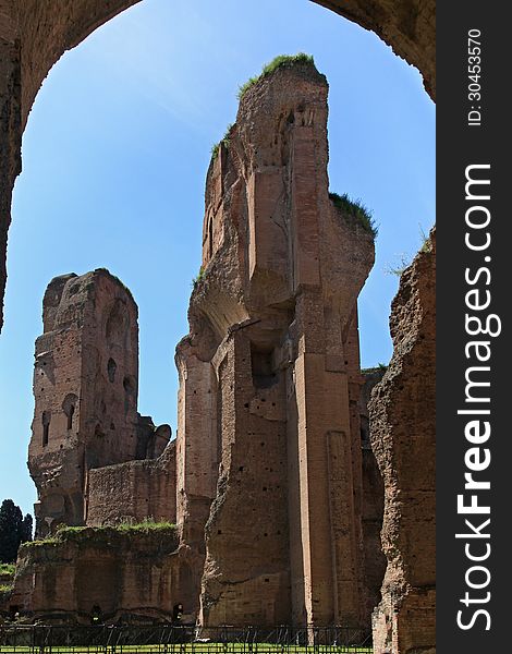 The Ruins Of The Baths Of Caracalla In Rome