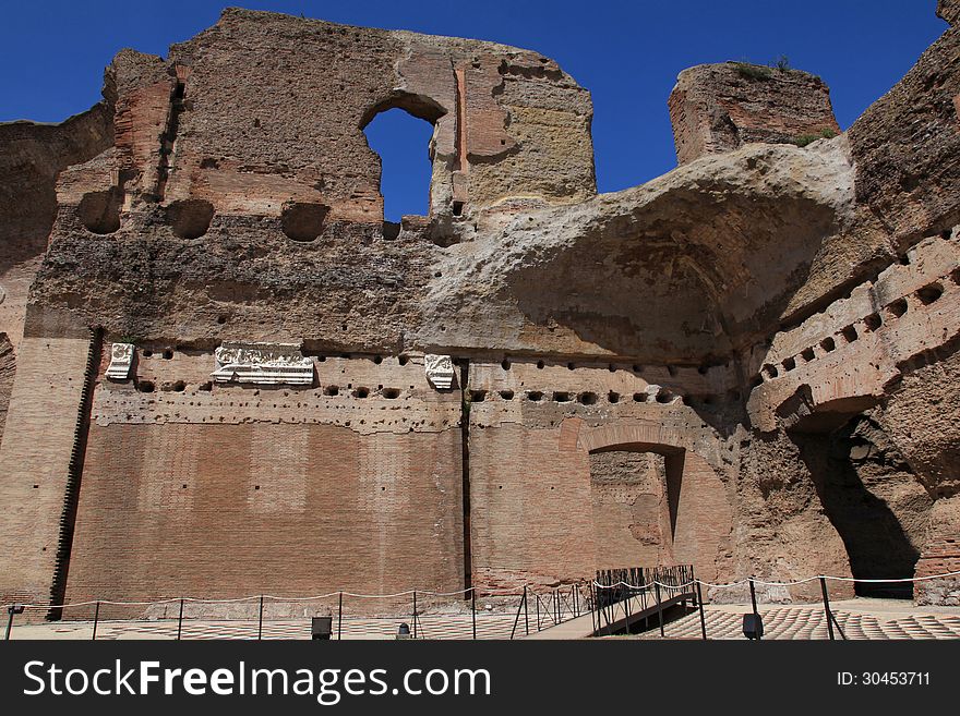 The ruins of the Baths of Caracalla in Rome, Italy