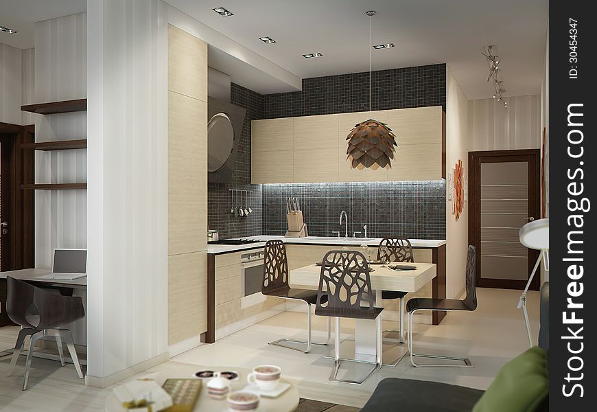 New luxury kitchen in a modern home. New luxury kitchen in a modern home