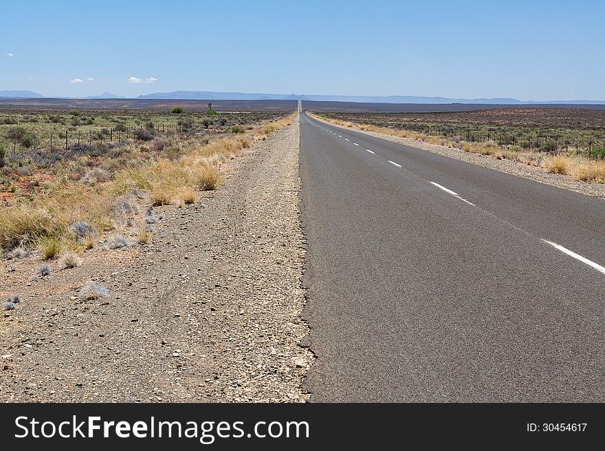 Road to the horizon through the Karoo between Williston and Calvinia in South Africa