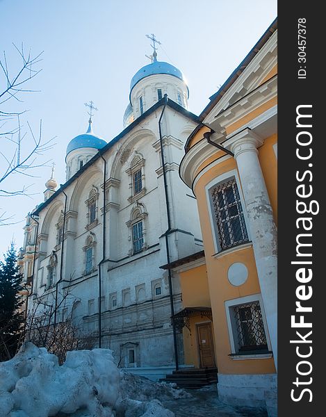 Novospassky monastery in Moscow. The Cathedral of the Transfiguration of the Lord in the Novospassky monastery.