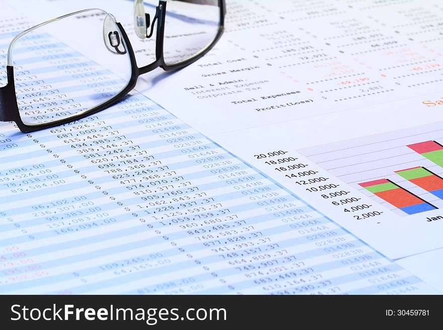 Financial statements and cashflow analysis with colorful bar graph. Financial statements and cashflow analysis with colorful bar graph.