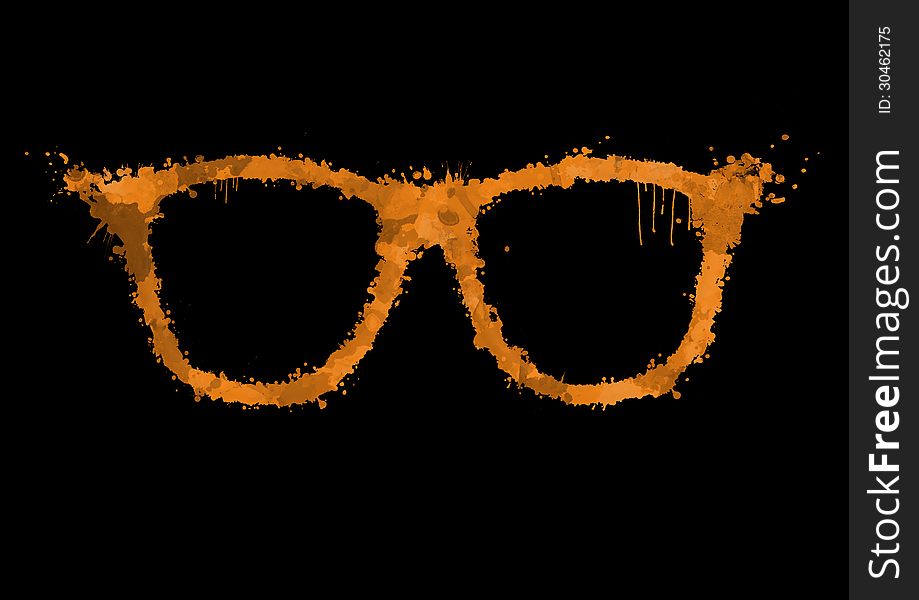 Spray orange paint in the form of sunglasses. Spray orange paint in the form of sunglasses