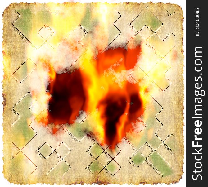 Grunge background of old burning paper texture.