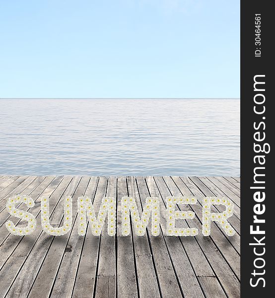 The word summer made of frangipani