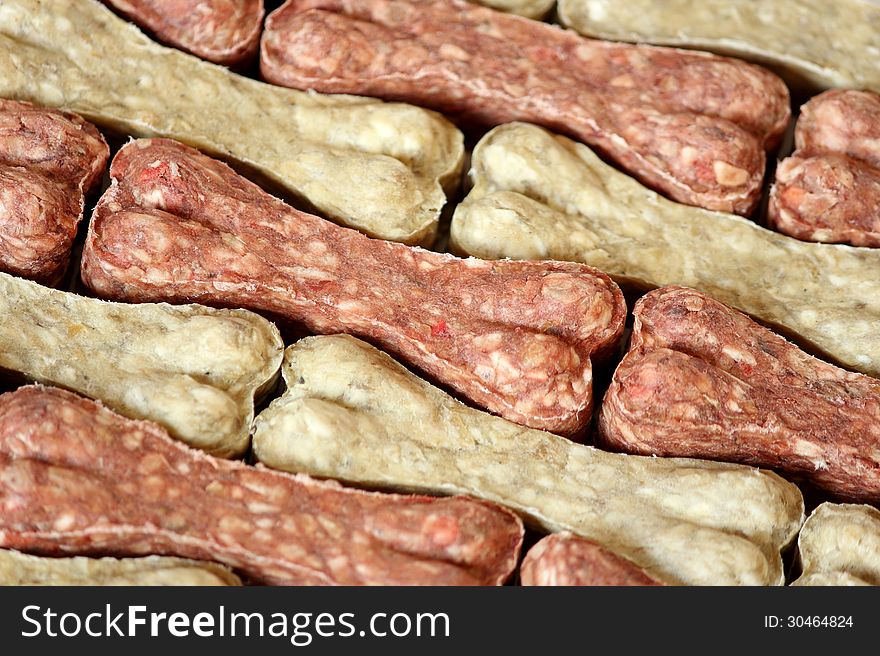 Dog snack bone food background. Dog snack bone food background