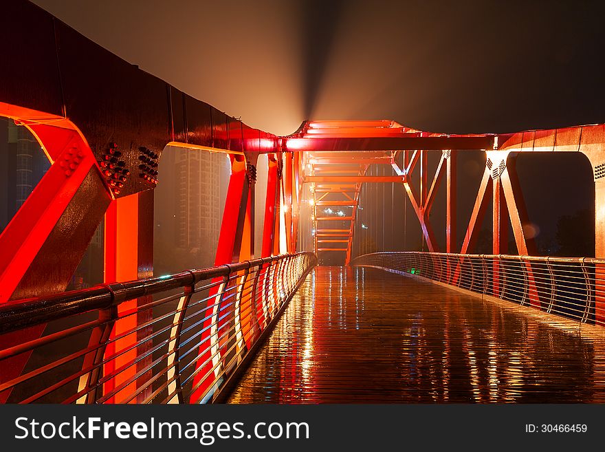 The image taken in china`s hebei province,qinhuangdao city.The bridge in the rain.