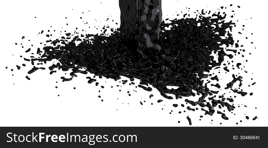 Bold and solid oil splash isolated on white