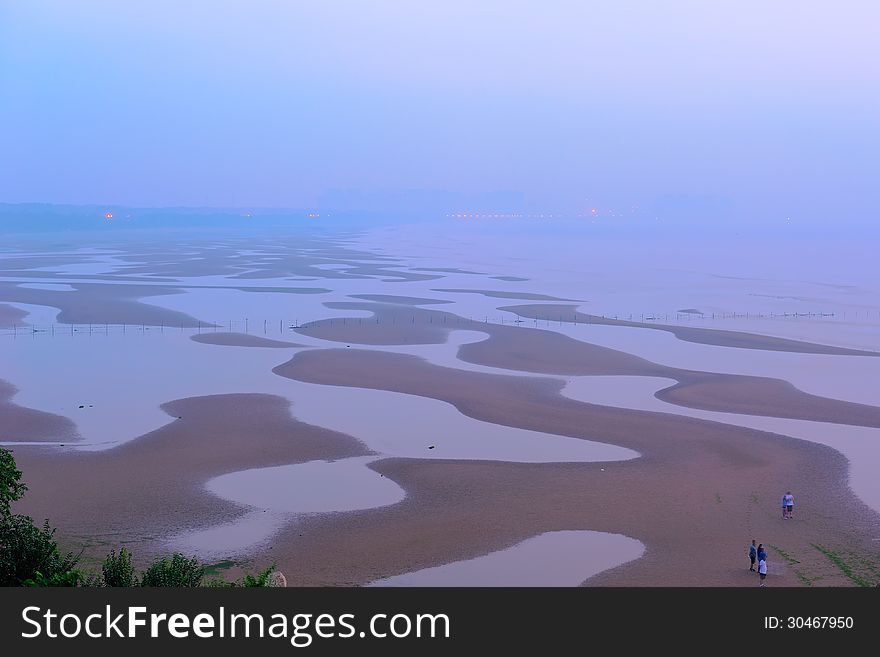 The Sandy Beach In The Morning Mist