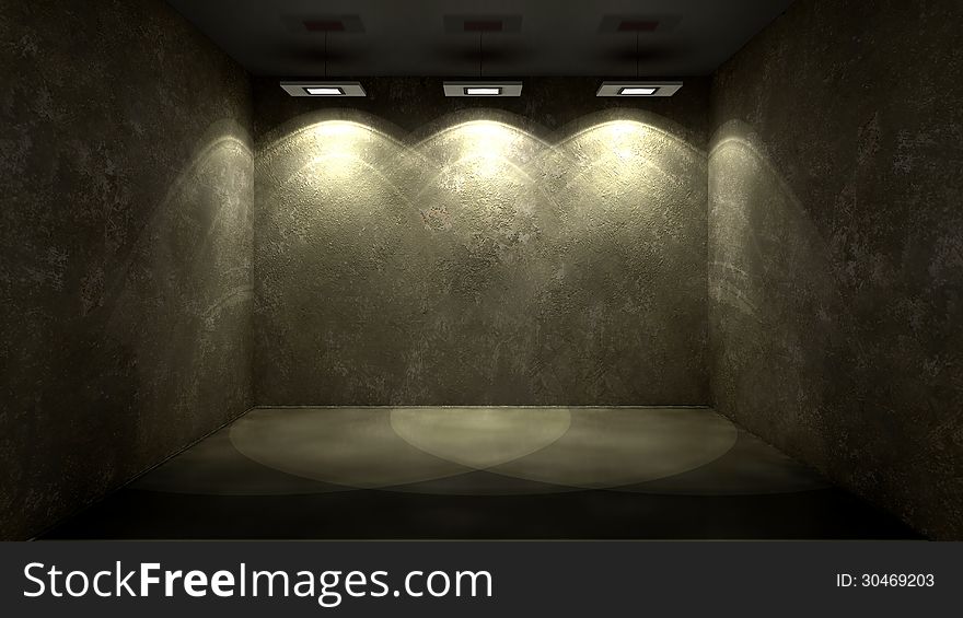 Grunge background old wall texture and interior with lighting. Grunge background old wall texture and interior with lighting