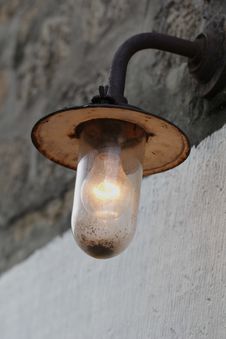 Old Vintage Dirty Rusty Bulb Lamp Stock Photography