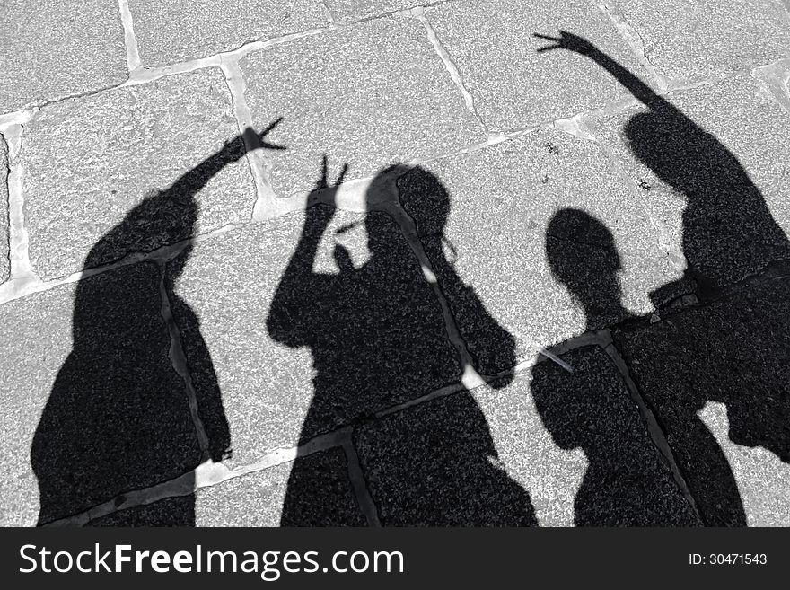 Friend shadow silhouette , The Fun happy holiday.