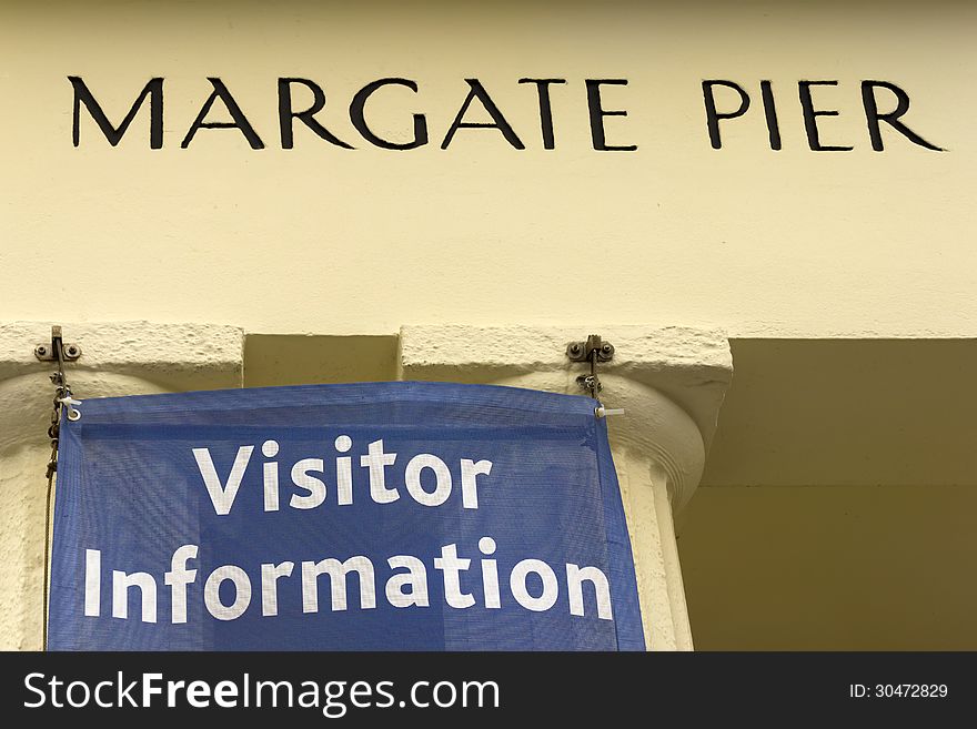 Tourist information at sign on Margate seafront in Kent. Tourist information at sign on Margate seafront in Kent