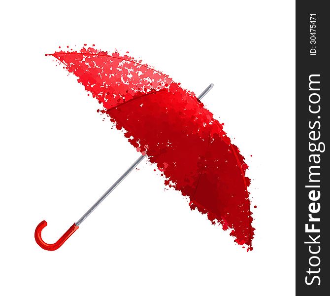 Wet red umbrella  illustration