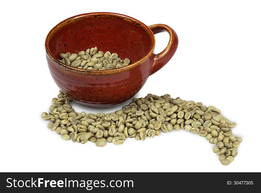 Green Coffee Beans With Red Mug