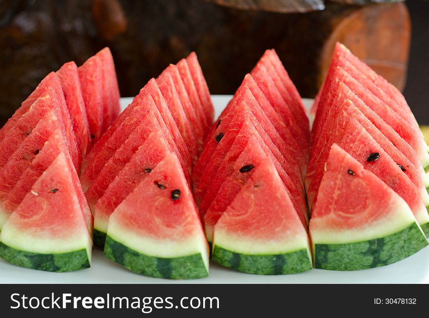 Slice of watermelon on a plate