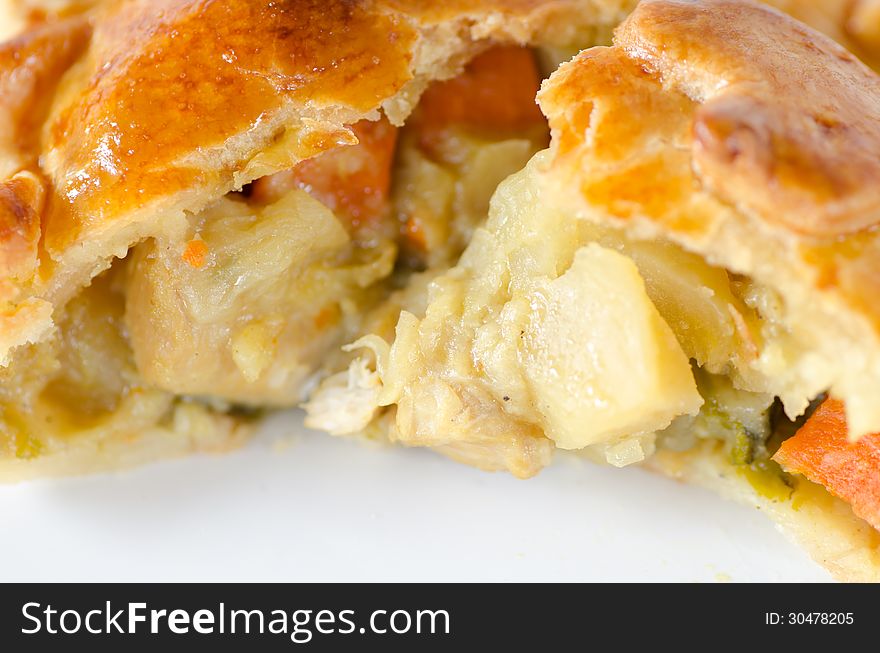 Close up of chicken pie