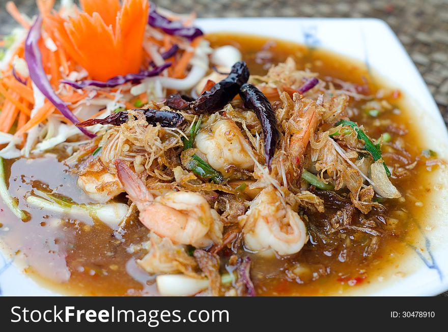 Fried Shrimp With Tamarind Sauce.