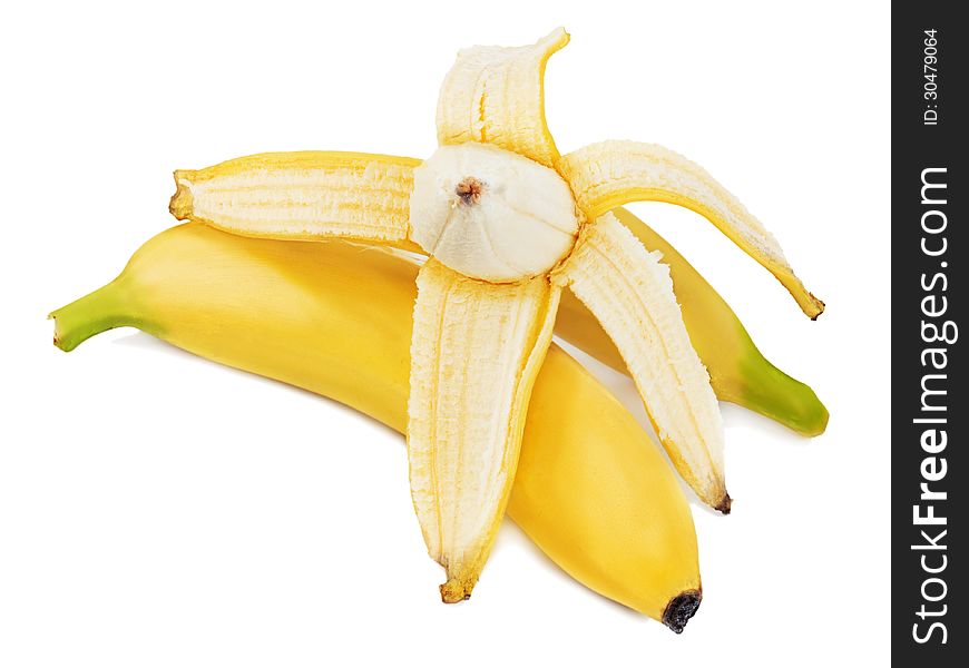 Nice bananas isolated on white background.