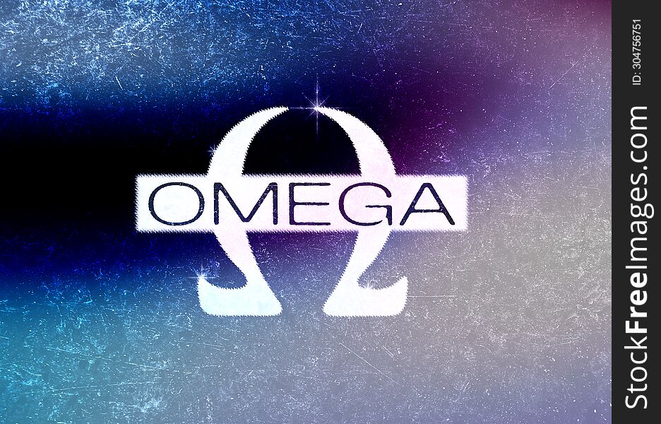 Experimental type Omega Mark, Ethereal Grunge Style Illustration