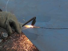 Cutting Steel Sheet Burner. Royalty Free Stock Image Cutting Steel Sheet Burner. Royalty Free Stock Image