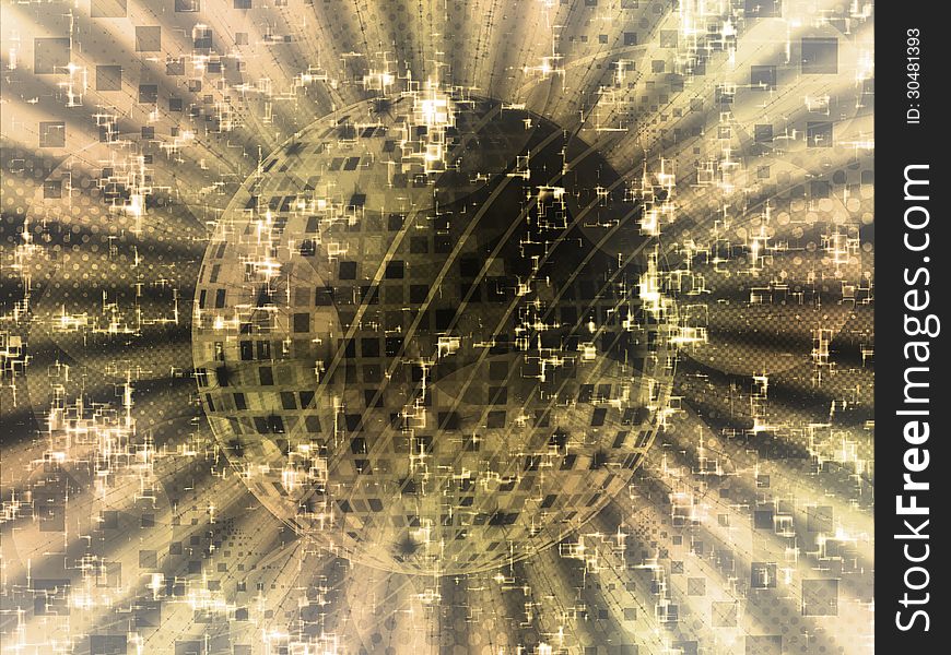 Abstract grunge yellow background with disco ball. Abstract grunge yellow background with disco ball.