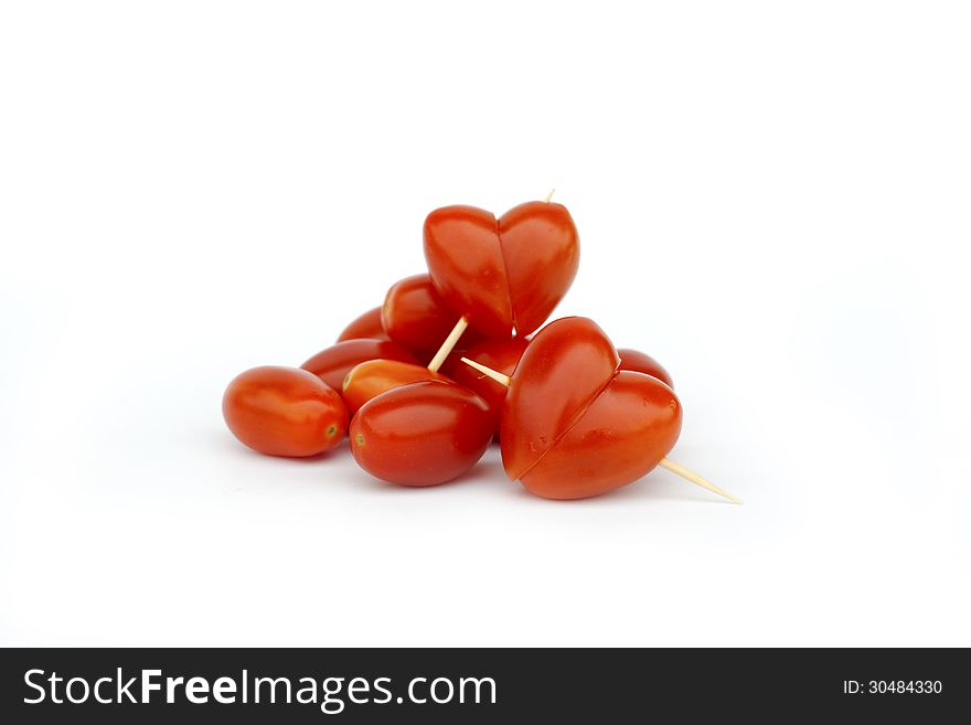 Fresh tomato sliced to be a heart shape