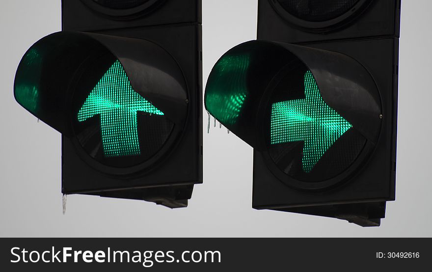 Detail of green traffic lights