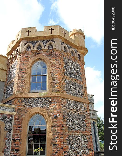 Photo showing section of historic whitstable castle turret with ornate stone work.photo taken 18th april 2013. Photo showing section of historic whitstable castle turret with ornate stone work.photo taken 18th april 2013.