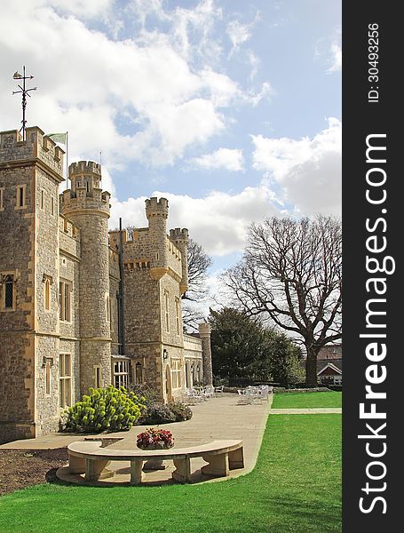 Photo showing historic whitstable castle and grounds with ornamental stone semi=circle bench.photo taken 18th april 2013. Photo showing historic whitstable castle and grounds with ornamental stone semi=circle bench.photo taken 18th april 2013.