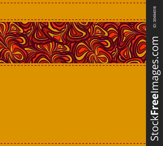 Orange pattern with seams and stripe of abstract design. Orange pattern with seams and stripe of abstract design