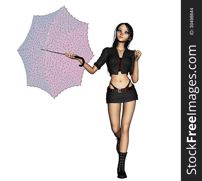 Girl with red umbrella