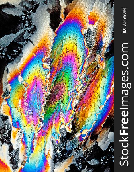 Closeup Of Ice In Polarized Light