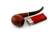 The Tobacco-pipe And Lighter Royalty Free Stock Photos